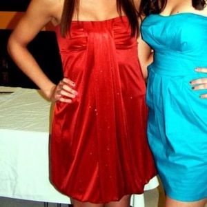 BCX Burnt Orange Sparkled Strapless Mini Formal Dress